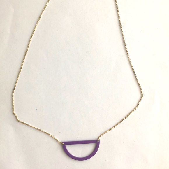 kate spade Jewelry - Kate Spade Saturday Purple Half Moon Gold tone Necklace